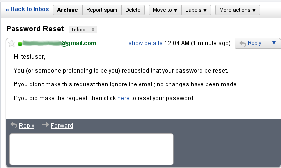 forgot password email