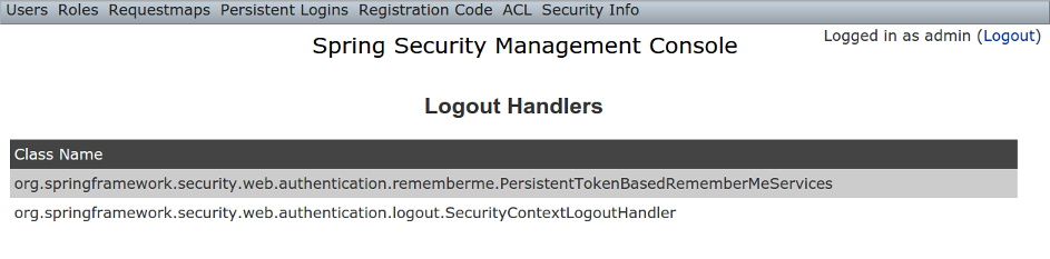 security info logout handlers