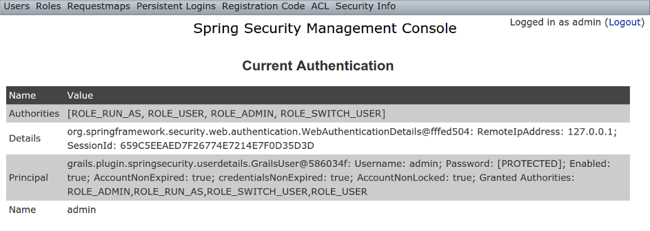 security info auth