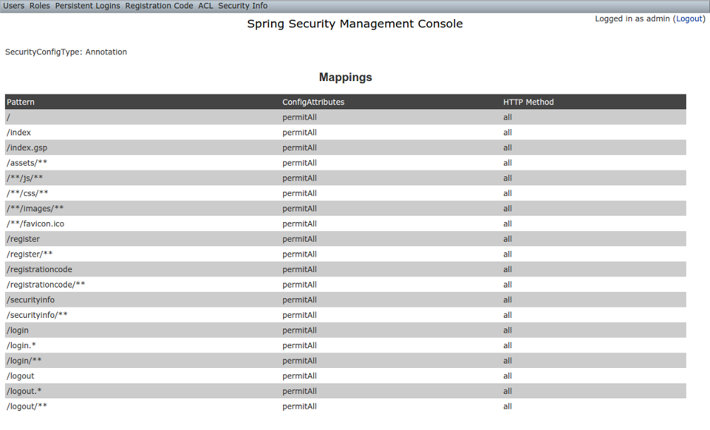 security info mappings