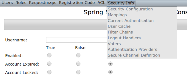 security info menu